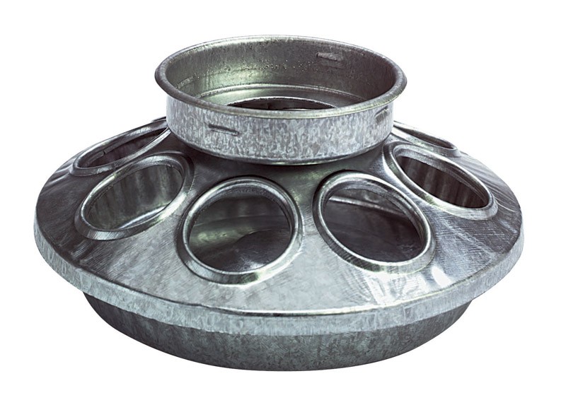 Little Giant 9810 Silver Galvanized Steel Chick Feeder Base 32 oz. (Pack of 12)