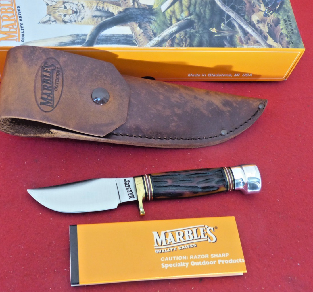 Marbles Gladstone USA mint in box BONE trailcraft knife