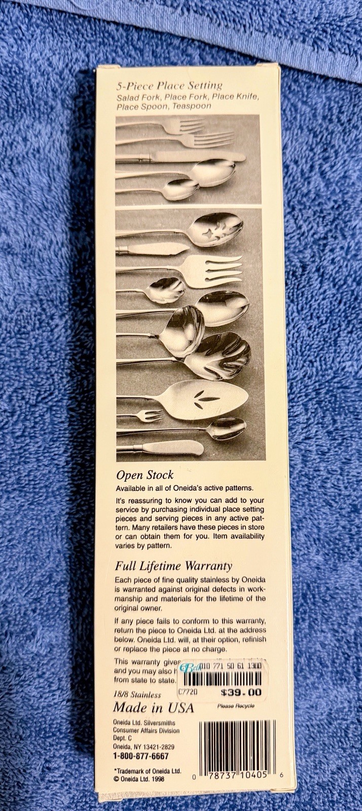 Oneida Chateau 5-Piece Place Setting Flatware Set Glossy Silver Floral