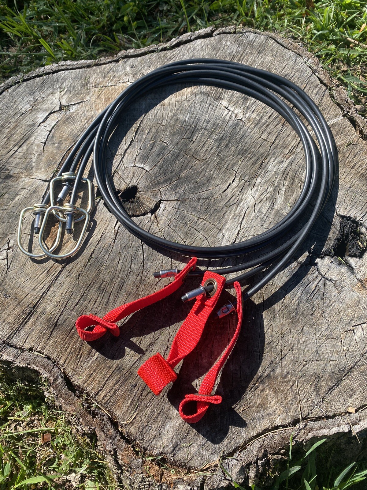 4FT Rooster Tie Out Cords - Nylon Hitch & Rubber FLEXI Cord (3 Cords)
