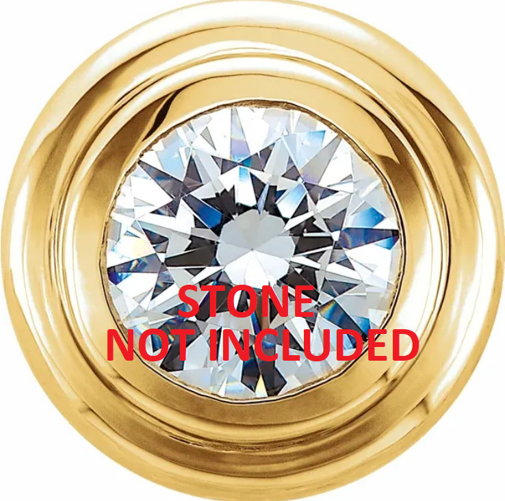 5.8mm 3/4ct Solid 18k Yellow Gold Round Bezel SLIDE PENDANT Mounting Setting USA