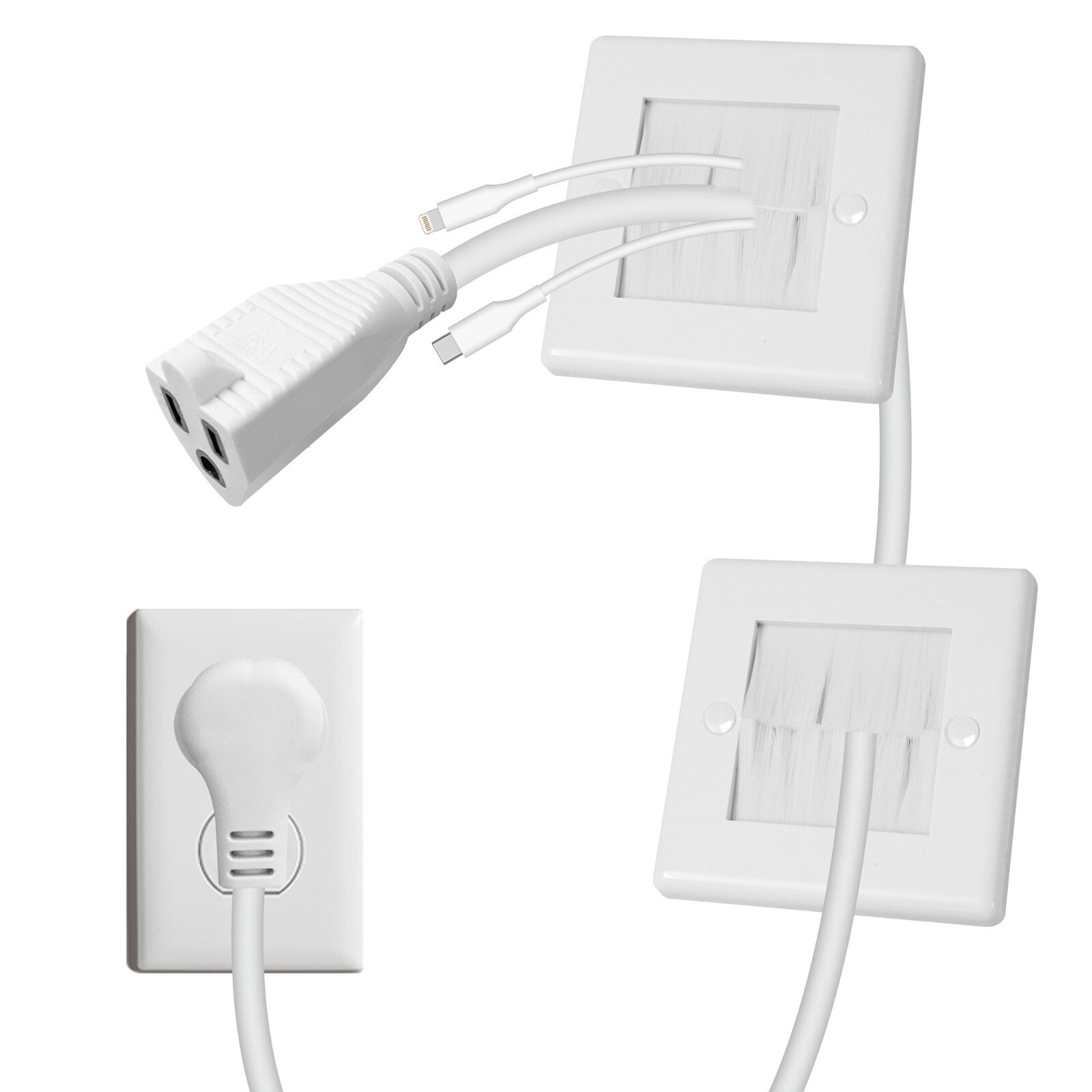 TV Cord Hider for Wall Mounted TV Includes 6ft TV Cable Extension White (2 Pack)