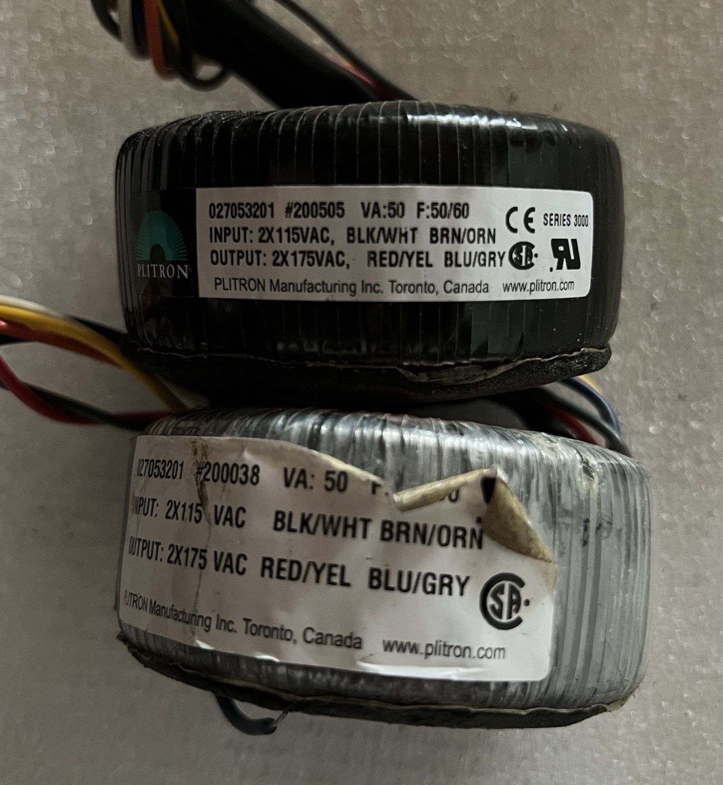 Plitron 2x 175V 350V Toroid Transformers 027053201