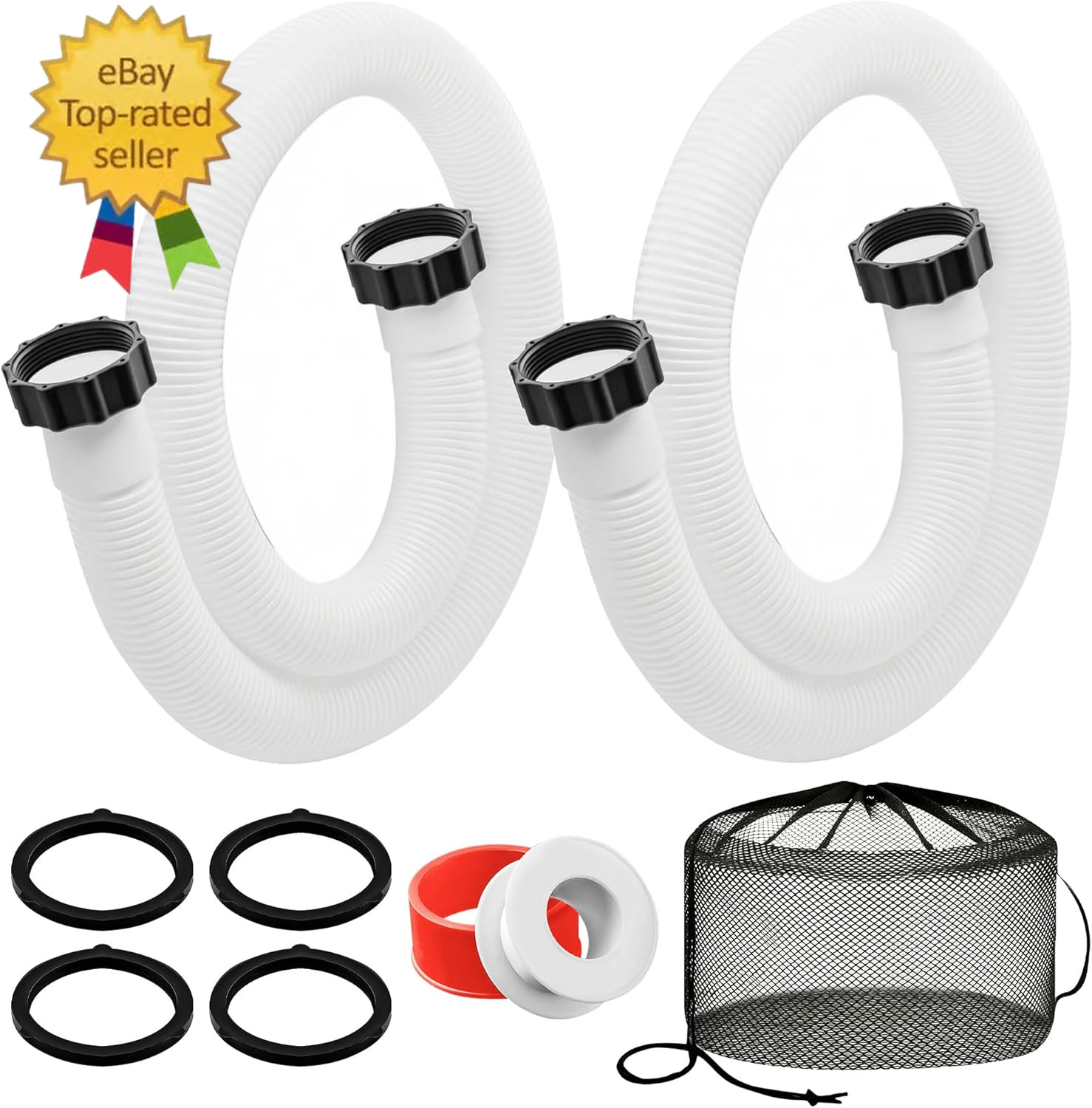 2 Pack 1.5" X 59" Long Pool Hoses for above Ground Pools Universal PE Pool Pump