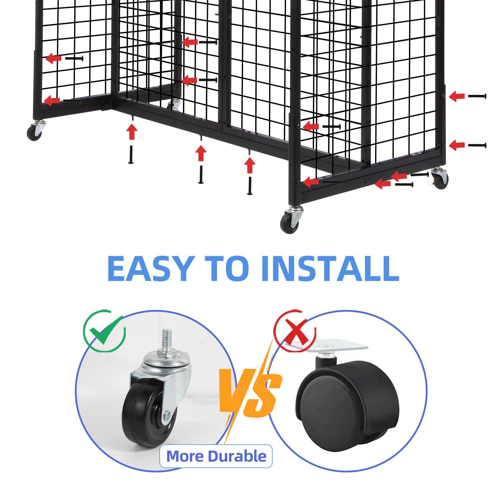 NectaCol Grid Gondola Unit, 4pcs 2'x 5' Grid wall Panels with Sturdy Frames, ...