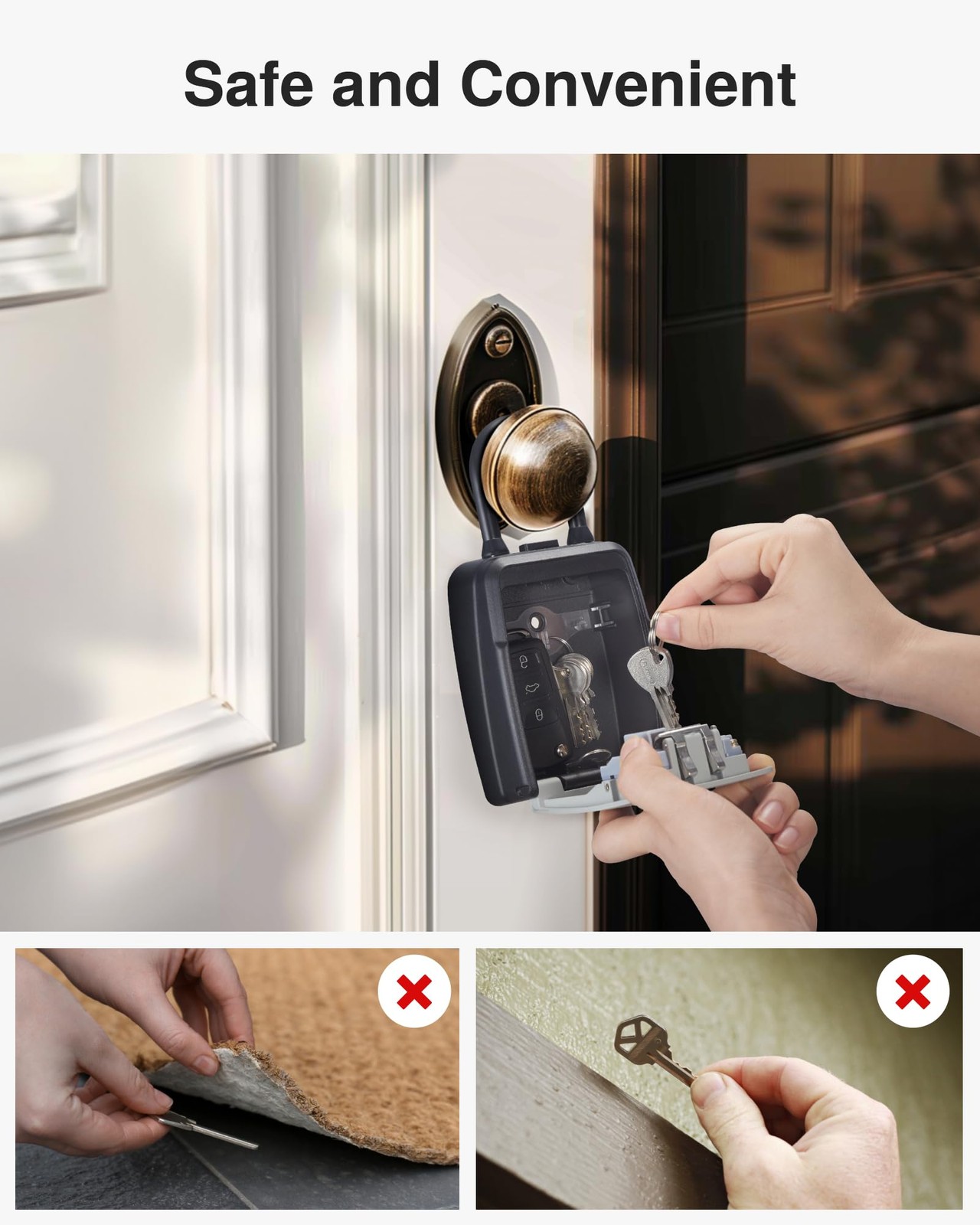Large Key Lockbox, Waterproof, Rustproof Aluminum, Resettable Code | Secure Key