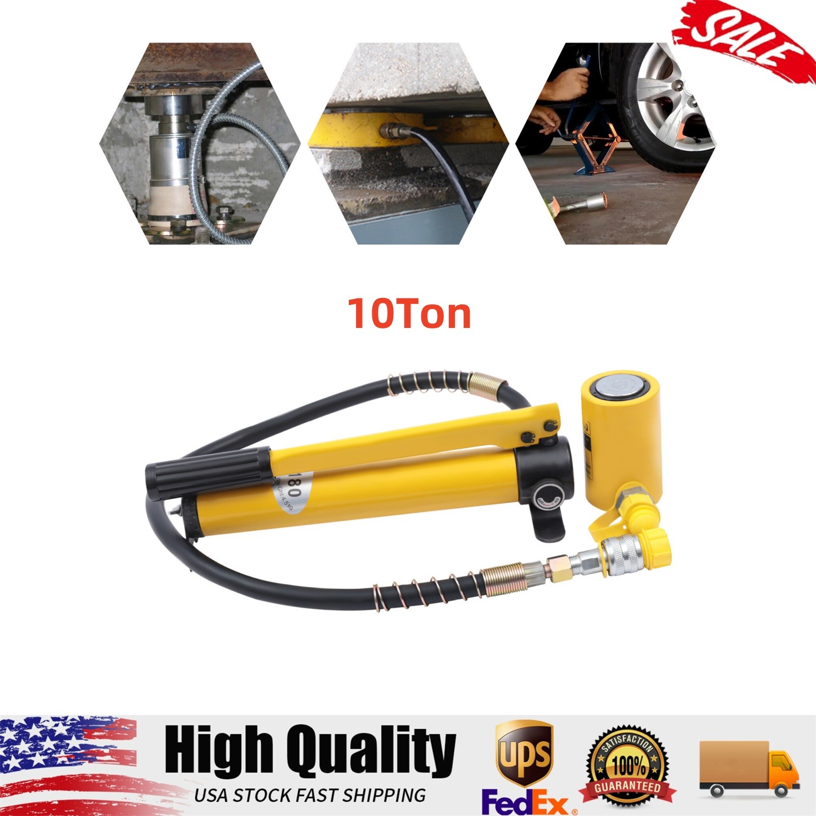 10 Ton Hydraulic Porta Power Jack Air Pump Lift Ram Body Frame Repair Kits Heavy