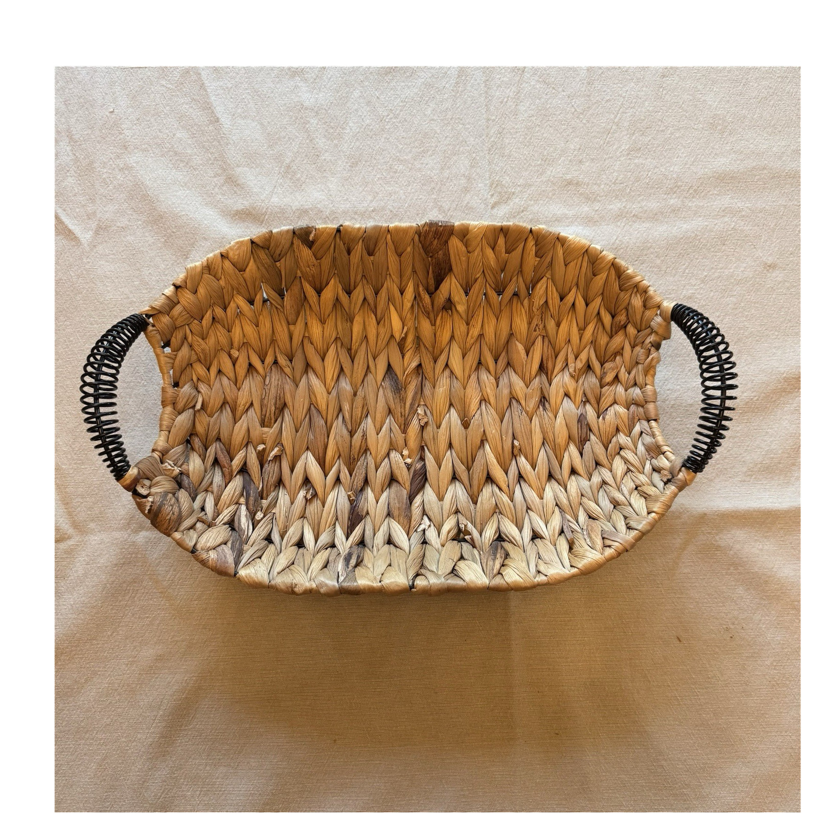 Woven Wicker Oval Basket with Handles, 14 x 10 in