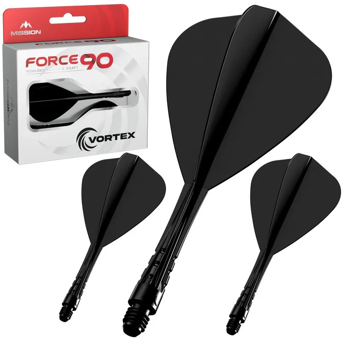 MEDIUM BLACK KITE MISSION FORCE 90  VORTEX 1 PIECE MOLDED SHAFT & FLIGHT