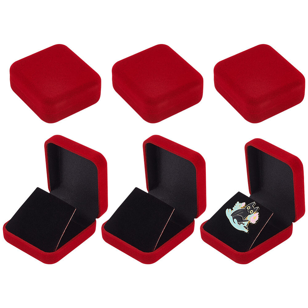 6pcs FireBrick Velvet Badge Display box 30mm Lapel Pin Collection Display