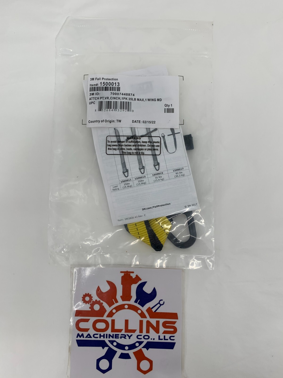 3M Dbi-Sala 1500013 Tool Cinch ATTCH PT VR 35LB Max. 1 Wing MD