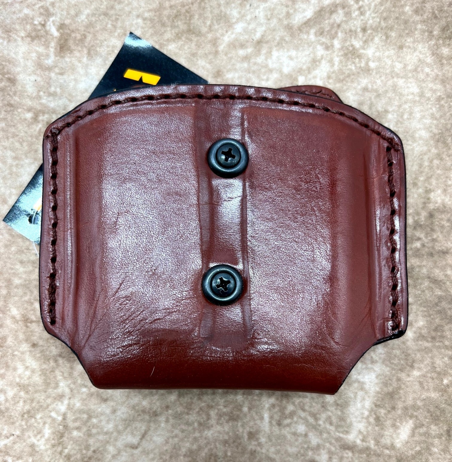 For DOUBLE STACK GLOCK 17 19 20 21 ++ Brown Leather Double Magazine Carrier
