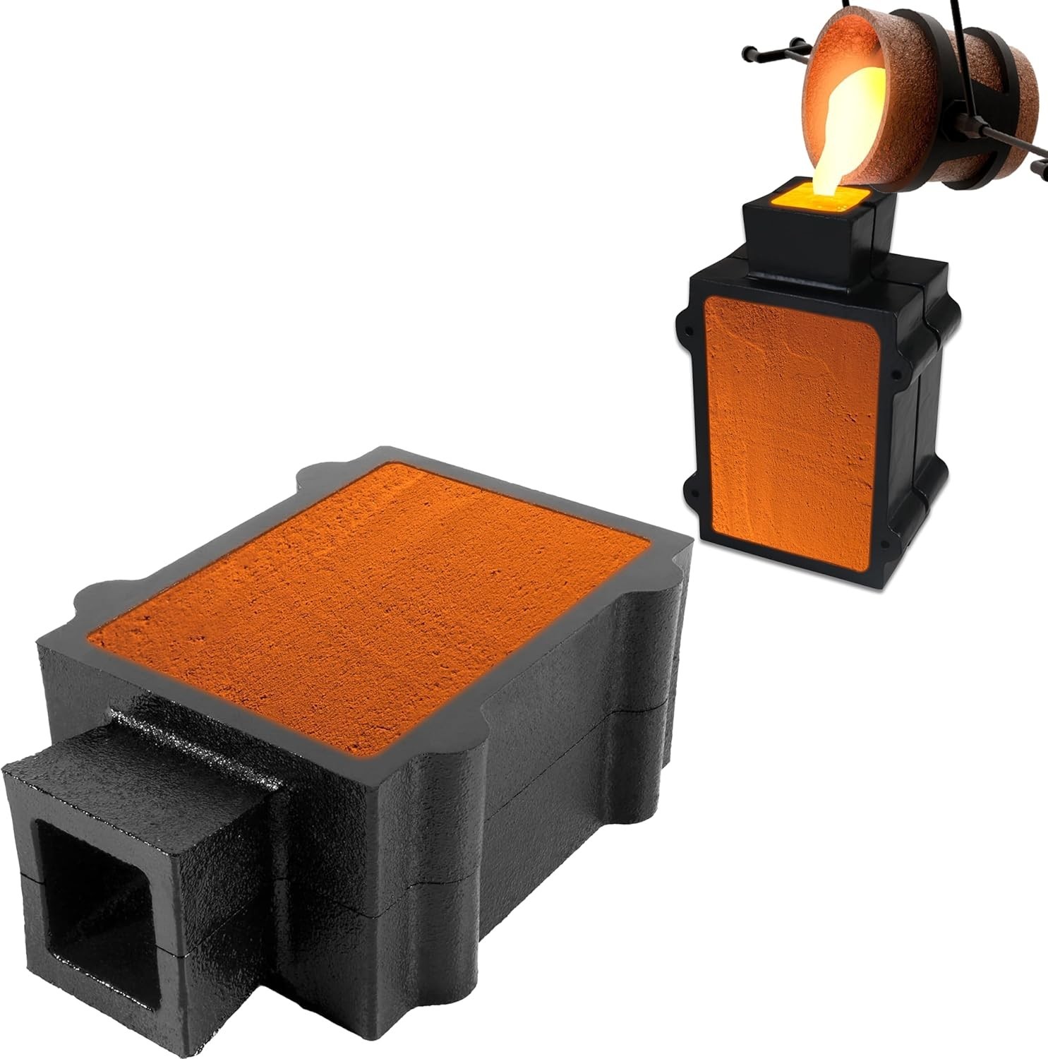 Durable 2-Part Cast Iron Flask Mold for Jewelry Casting - Precision Tool 4.5x3x2