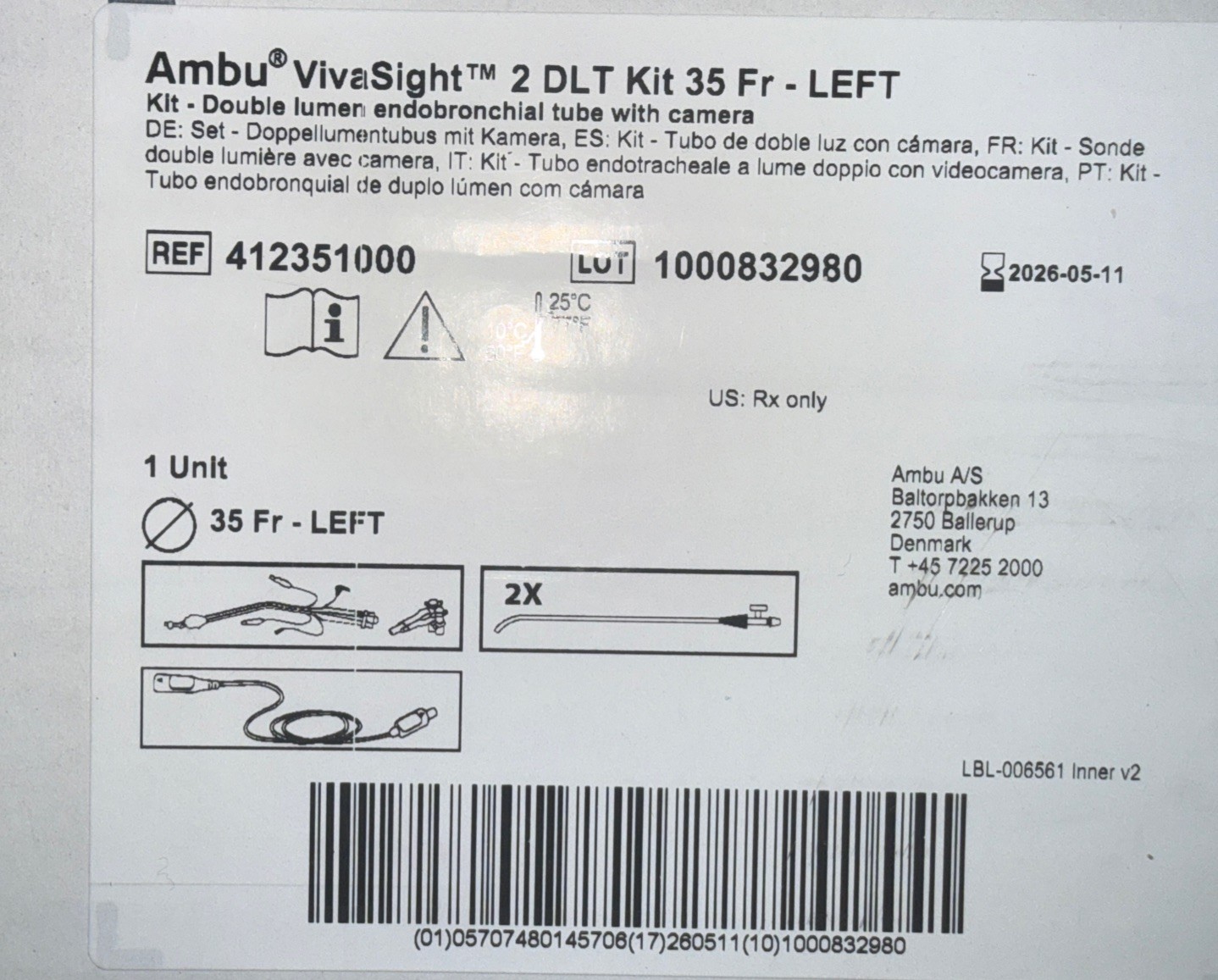 AMBU. VivaSight 2 DLT KIT. REF-412351000.       35 Fr-LEFT.  2026/05/11