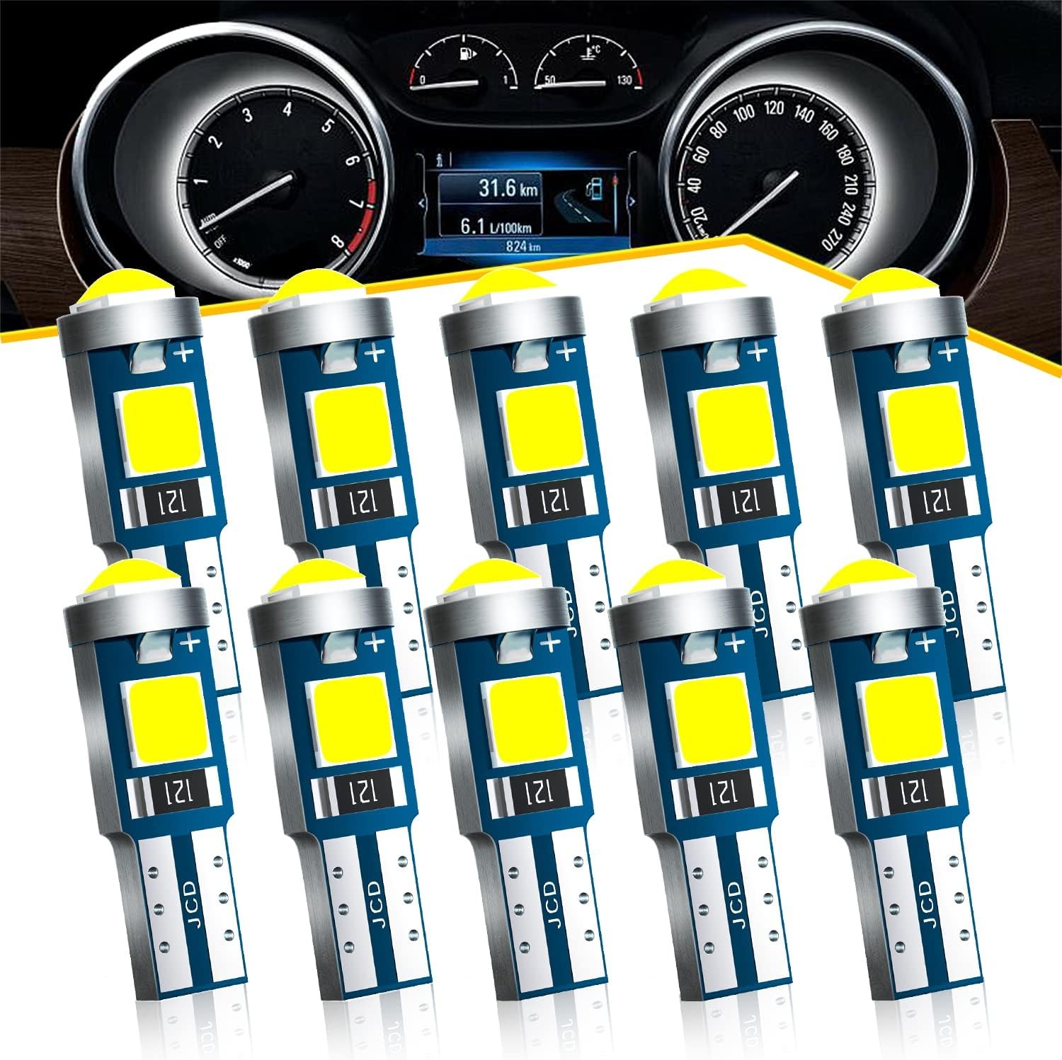 Antline T5 37 74 2721 PC74 PC37 LED Bulb White, Super Bright Canbus Error Free 1