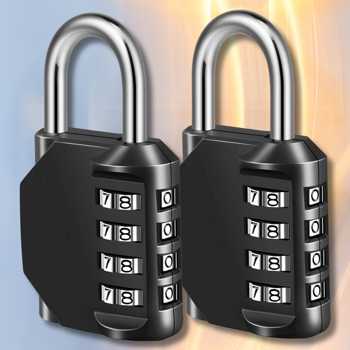 2 Pack 4 Digit Combination Padlock for School Gym Locker Weatherproof
