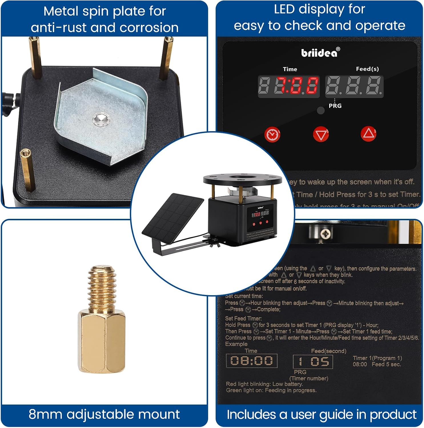 Deer Feeder Timer with Integrated Solar Panel, Digital Automatic Deer Feeder Mot