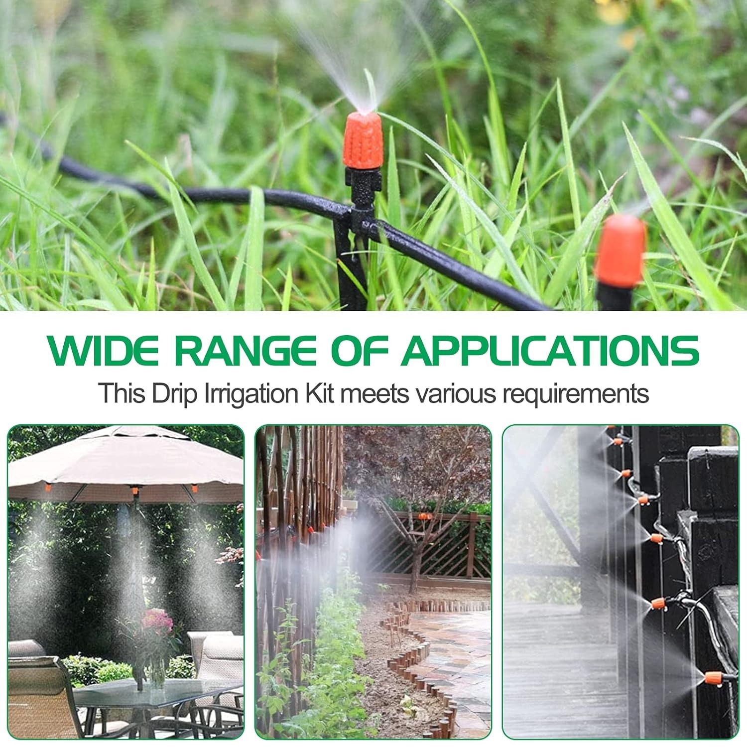 DIY 50FT Greenhouse Irrigation System - Adjustable Nozzle & Timer Compatible