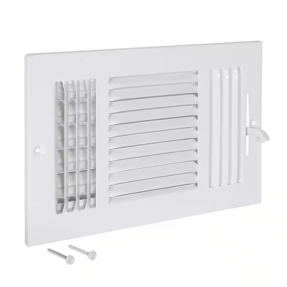 10 in. x 6 in. 3-Way Steel Wall/Ceiling Registered White