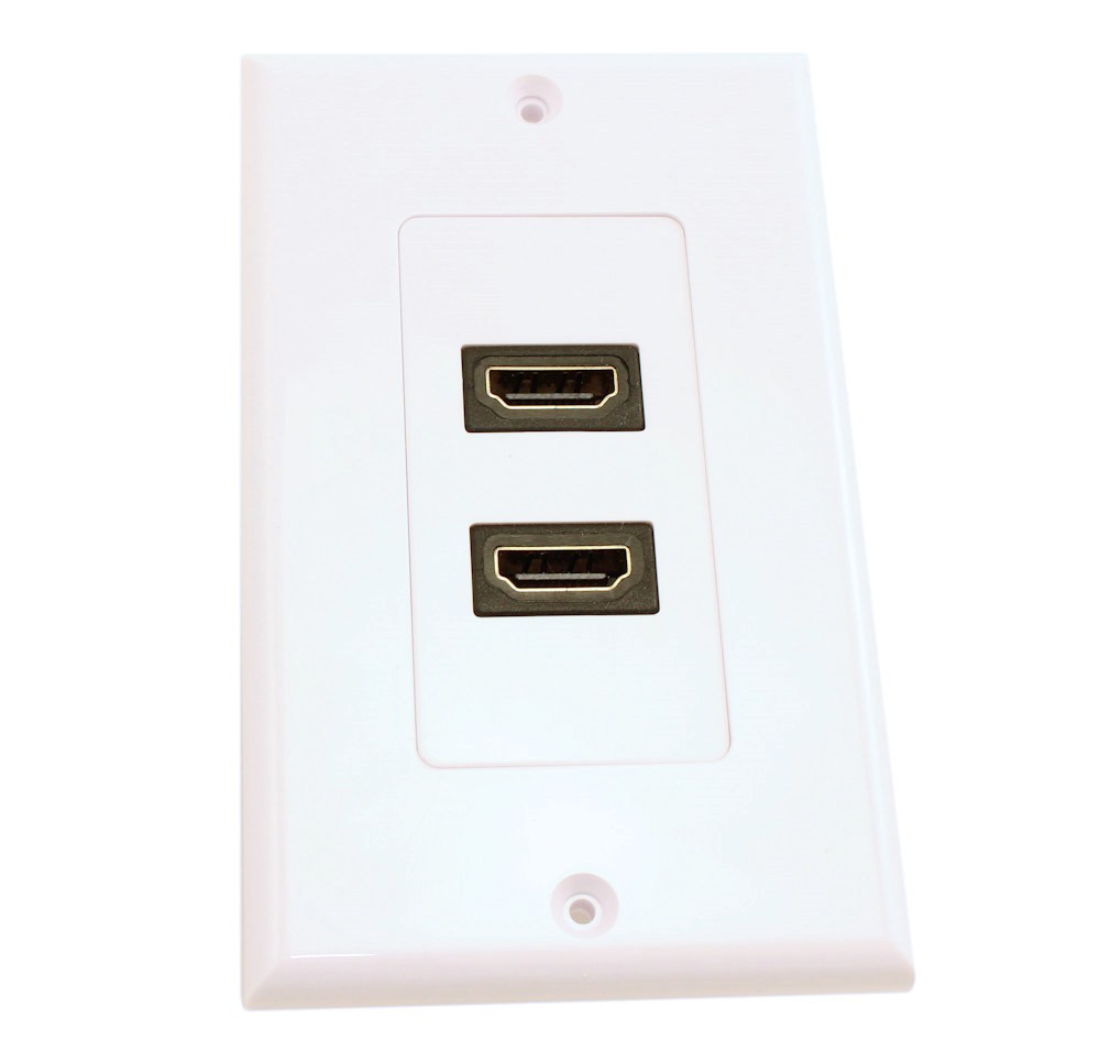 HDMI Wall Plate (Dual) Direct Straight Degree Feed-thru  White