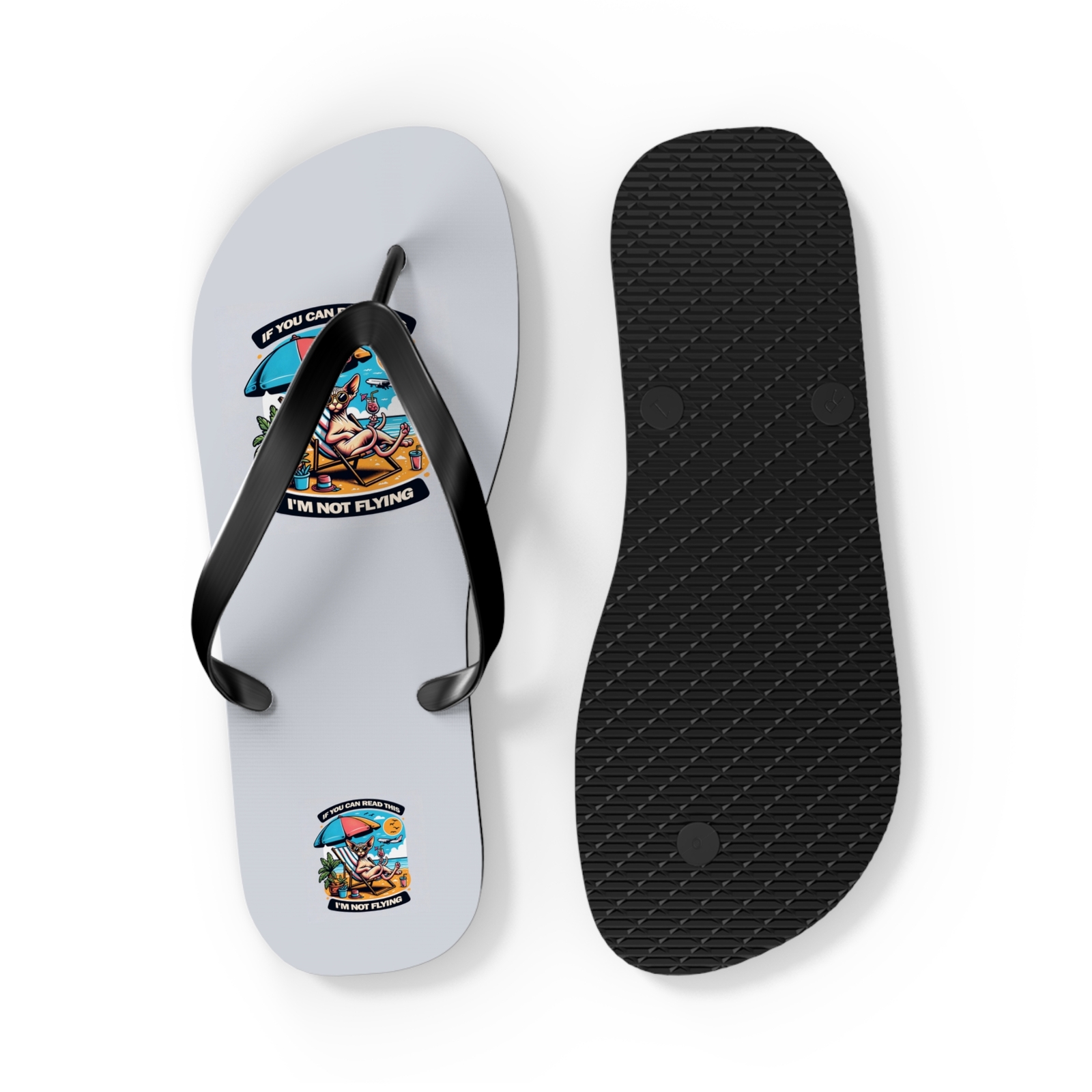 Personalized Funny Sphynx Cat Flip Flops | Summer Beach Design