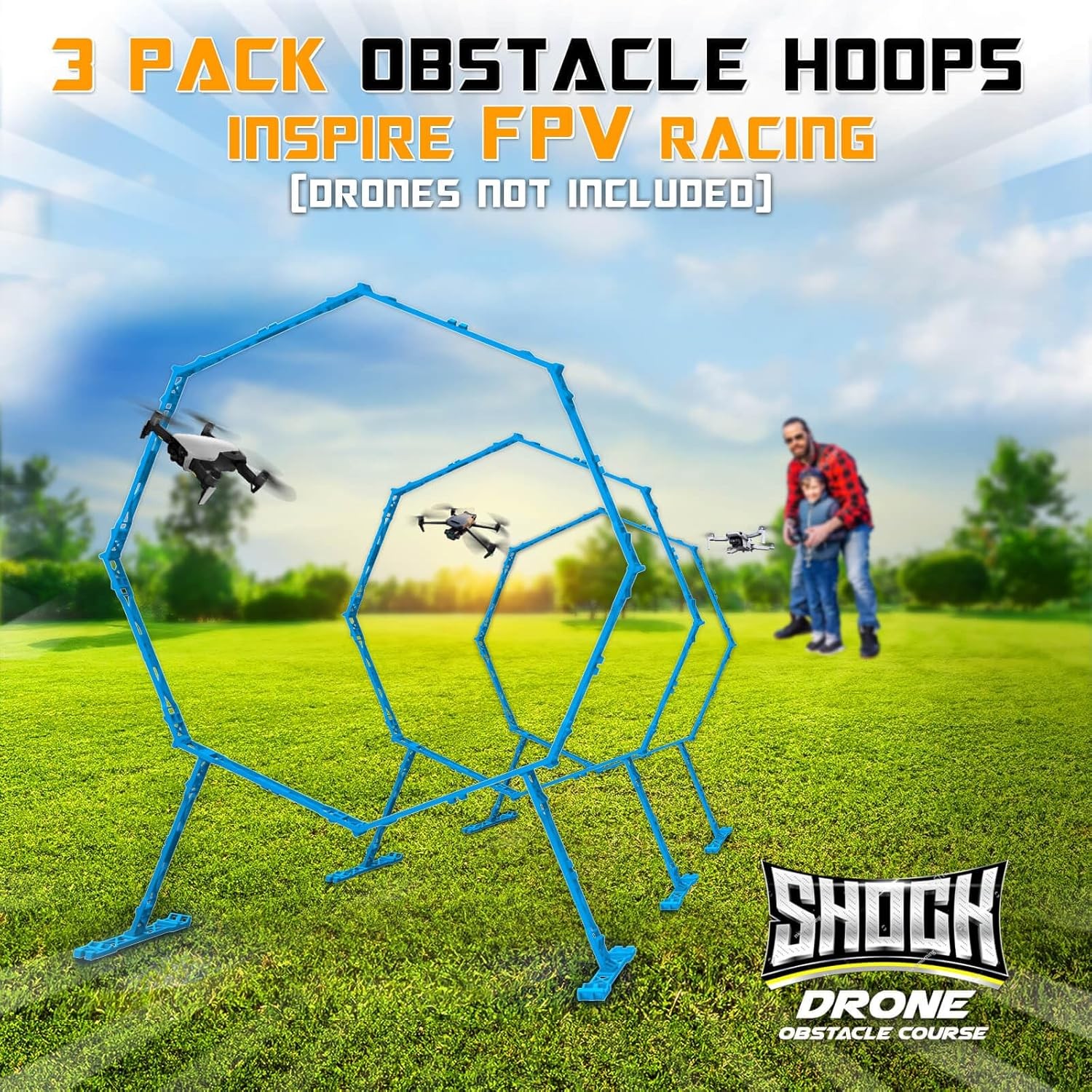 Drone Obstacle Course, Includes 3 Pack Easy to Build Blue *3