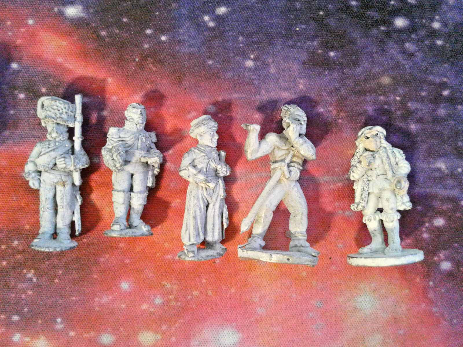 Lot of 5 Vintage Townspeople Villagers Soldiers Fantasy Metal Miniature D&D