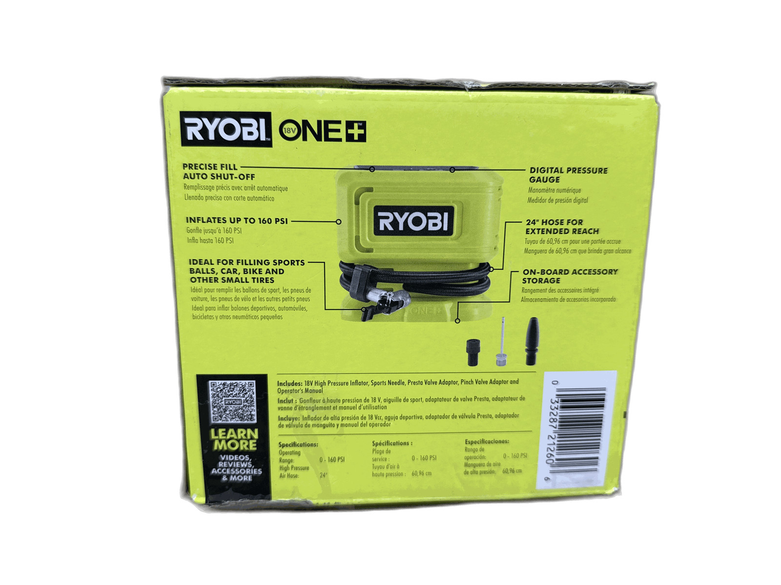 RYOBI ONE+ 18V Cordless High Pressure Inflator (Tool Only)