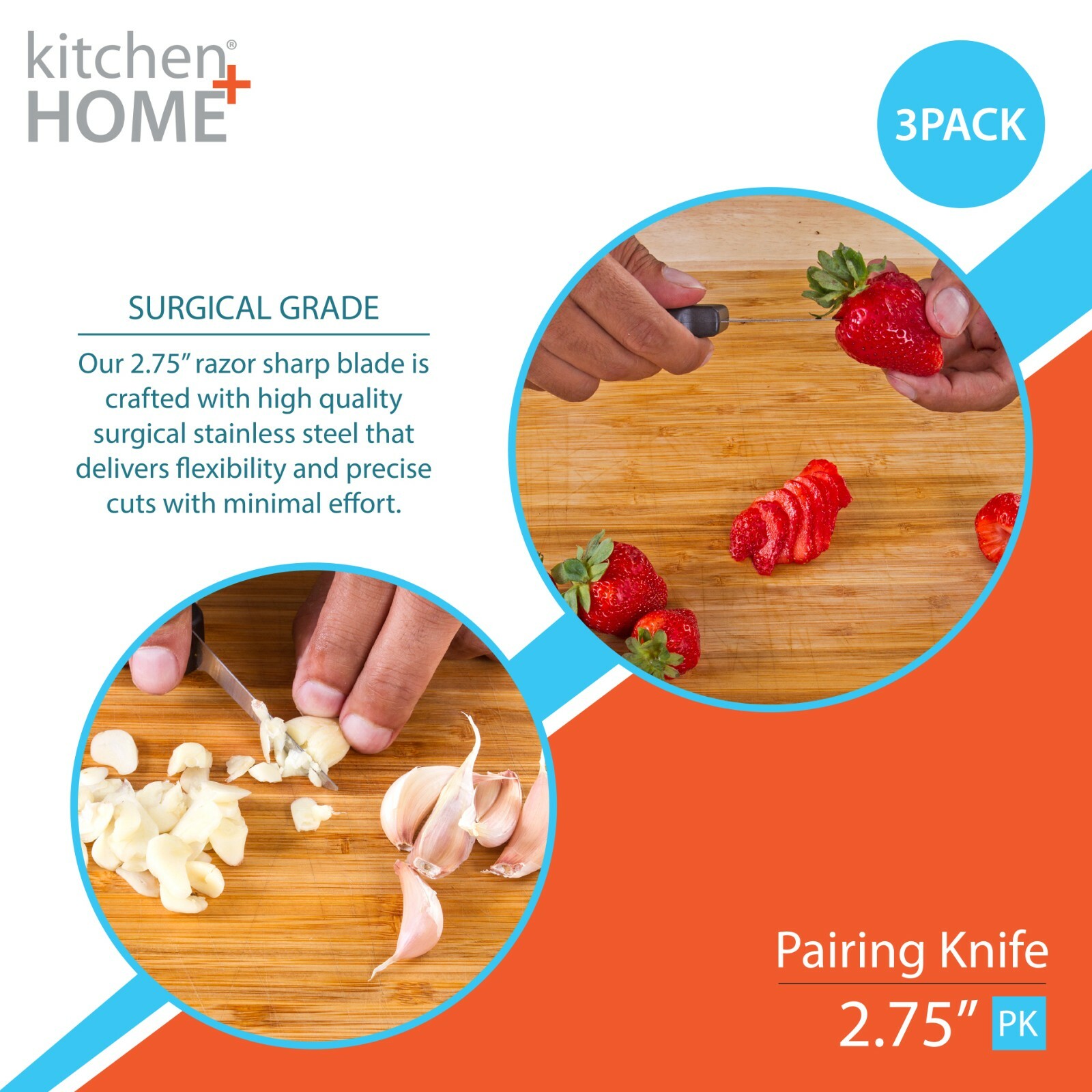 Paring Knife – 2.5” Ultra Sharp Stainless Steel Paring Knives - 3 Pack