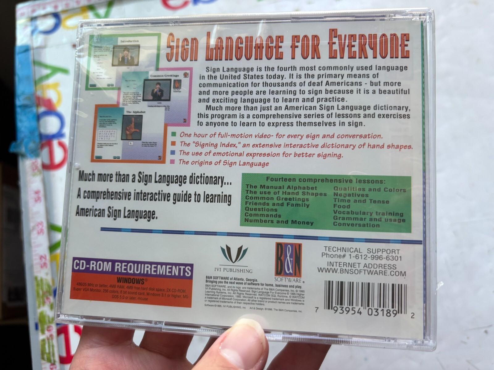 Sign Language For Everyone (PC, 1996) B & N Software IVI Publishing New