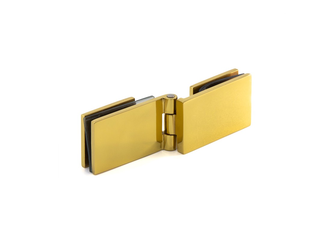 FHC EH138PB 90 Degree Glass-to-Glass Hinges for 1/4" Glass - Polished Brass