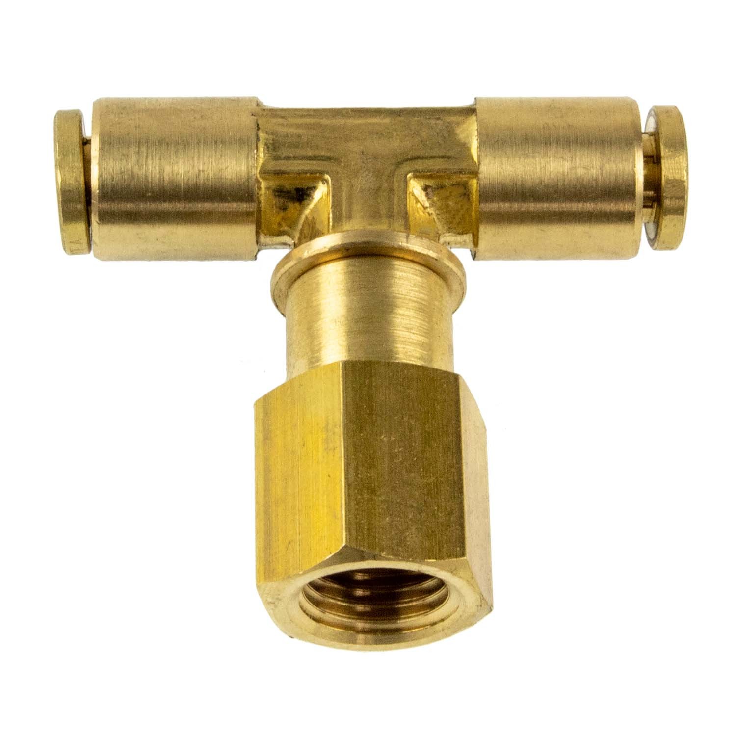 PUSH-TO-CONNECT FITTING BRANCH TEE - FITS 1/4" AIR TUBING - 1/4" NPT FEMALE