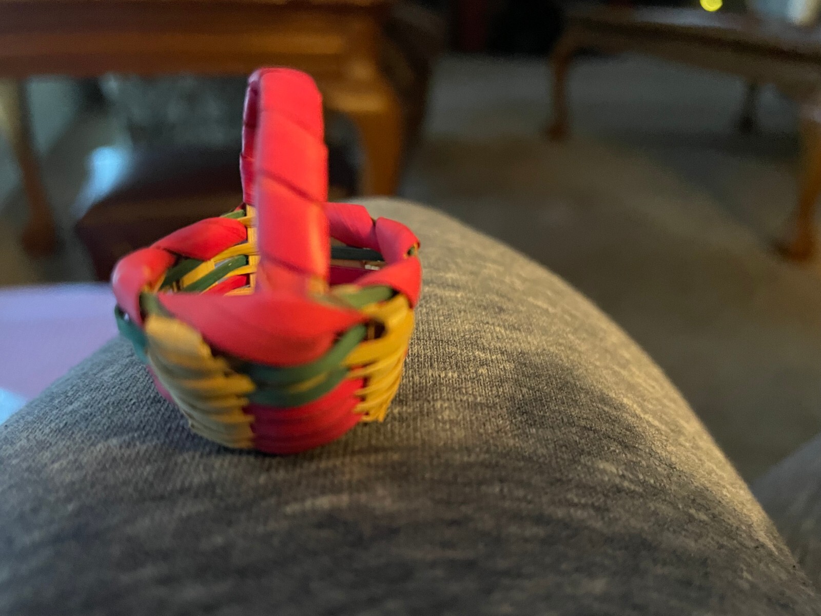 minature doll house multi colored basket