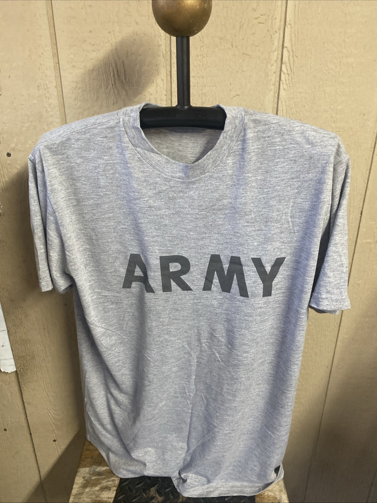 No Tag Vtg Old Style US Army Gray PFU T-Shirt PT Physical Fitness Uniform Large