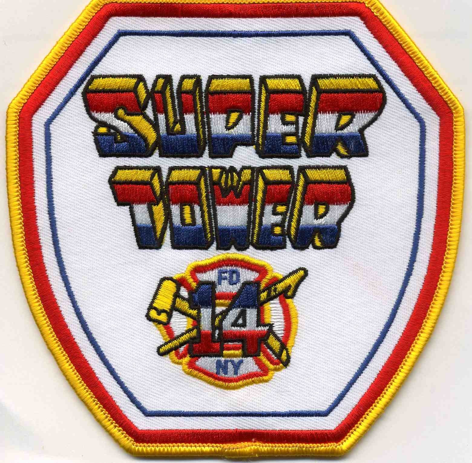 New York City - FDNY  SUPER TOWER - 14, NY (5" x 5" size) fire patch