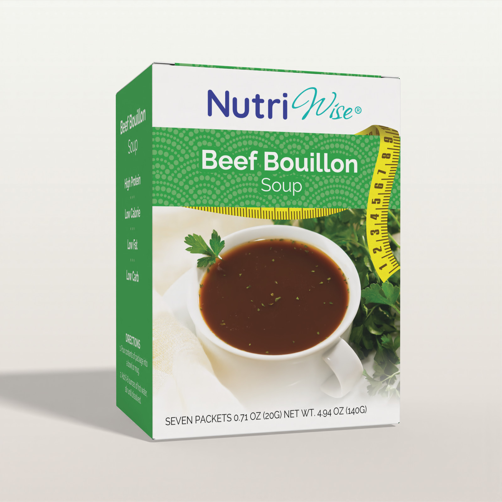 NutriWise Beef Bouillon Soup, High Protein, Keto Diet Friendly, Low Carb 7ct