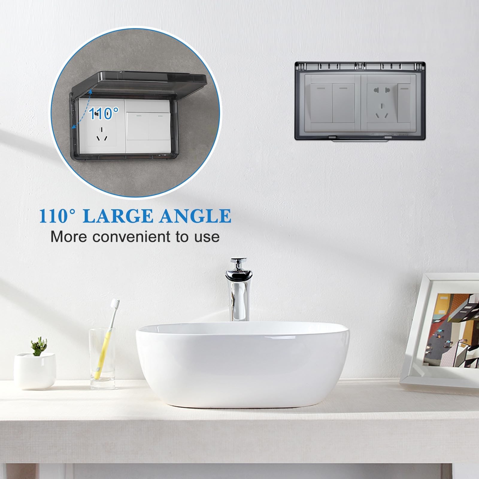 Waterproof Socket Outlet Cover Double Switch Protective Wall Plate, Ultra-Thi...