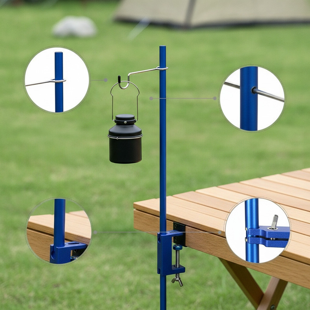 Foldable Camping Lantern Stand, Telescoping Light Pole for Outside Camping