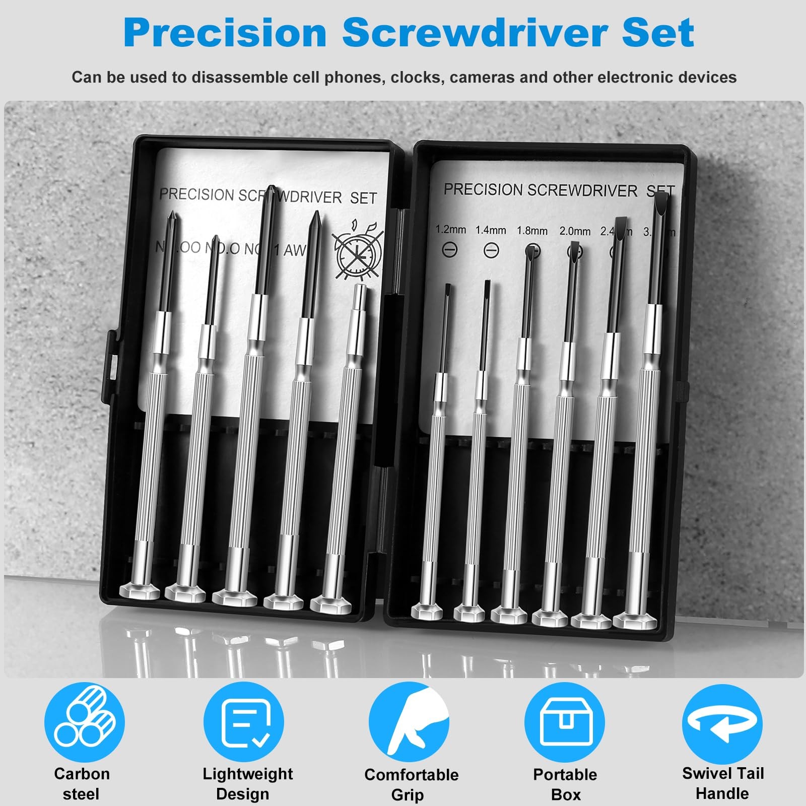 11 Pcs Small Precision Screwdriver Set, Tiny Mini Silver