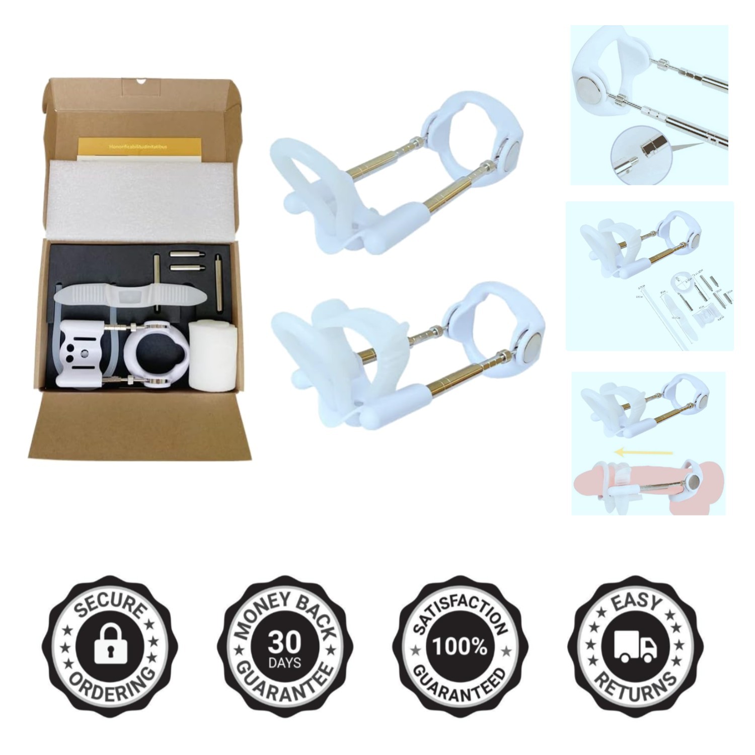 Adjustable White Penile Traction Device: Wearable Enlargement Training Kit