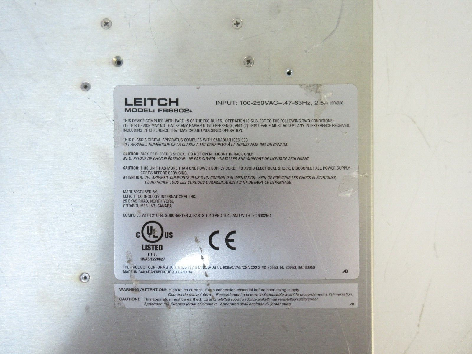 Leitech FR6802+ Module 6800 Plus Frames w/ 7x VCA6800+, 3x AES6800+C, 2x PSU