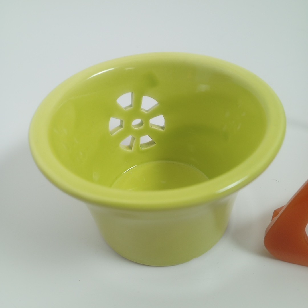 Lime Green Round Tea Light Cup Geometric Spoke Cutout Modern Citrus Slice Decor