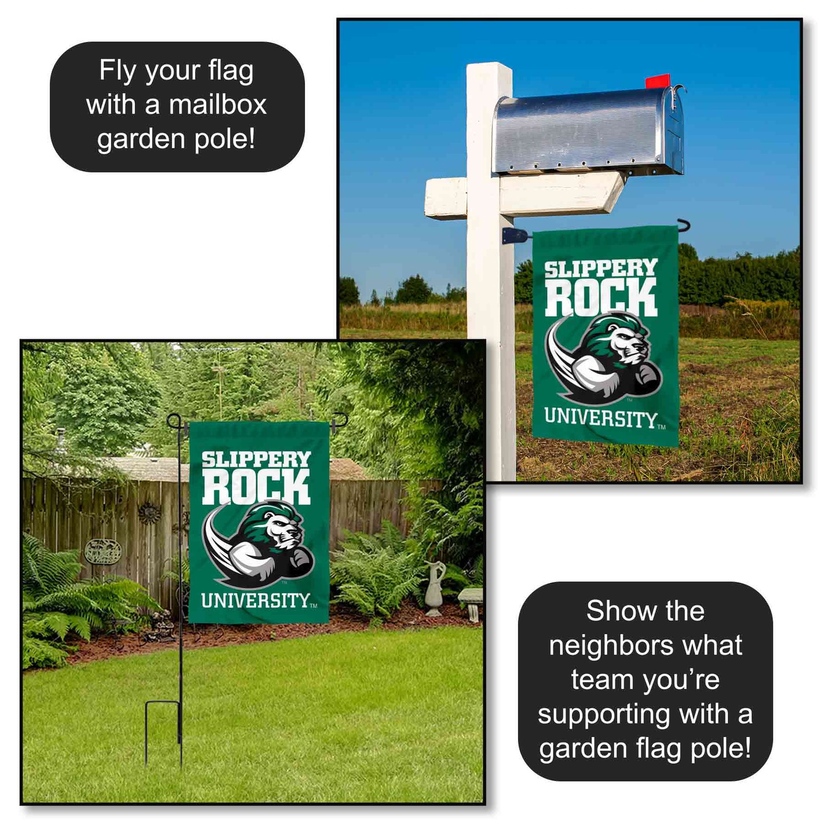 Slippery Rock Wordmark Logo Garden Flag and Yard Banner