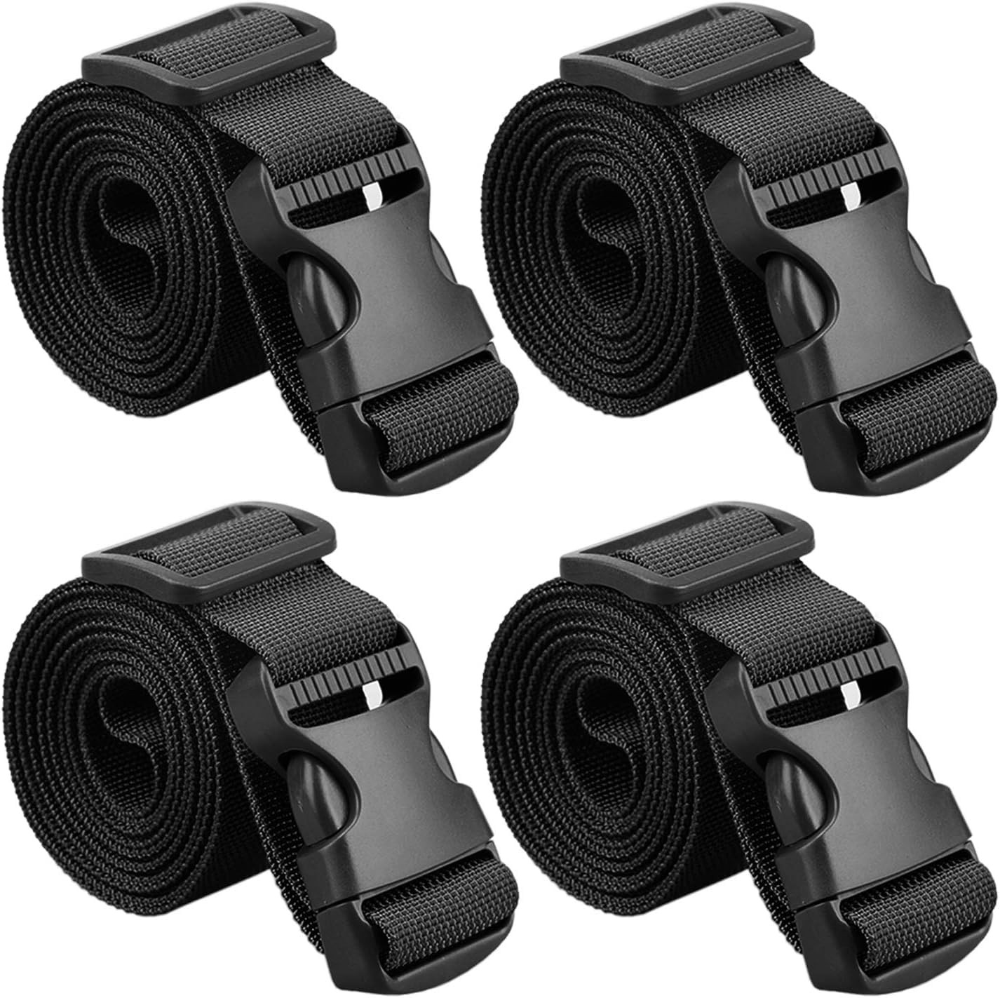 40" Long Utility Luggage Straps with Buckle Adjustable (Black (4-Pack), 1.5" ...