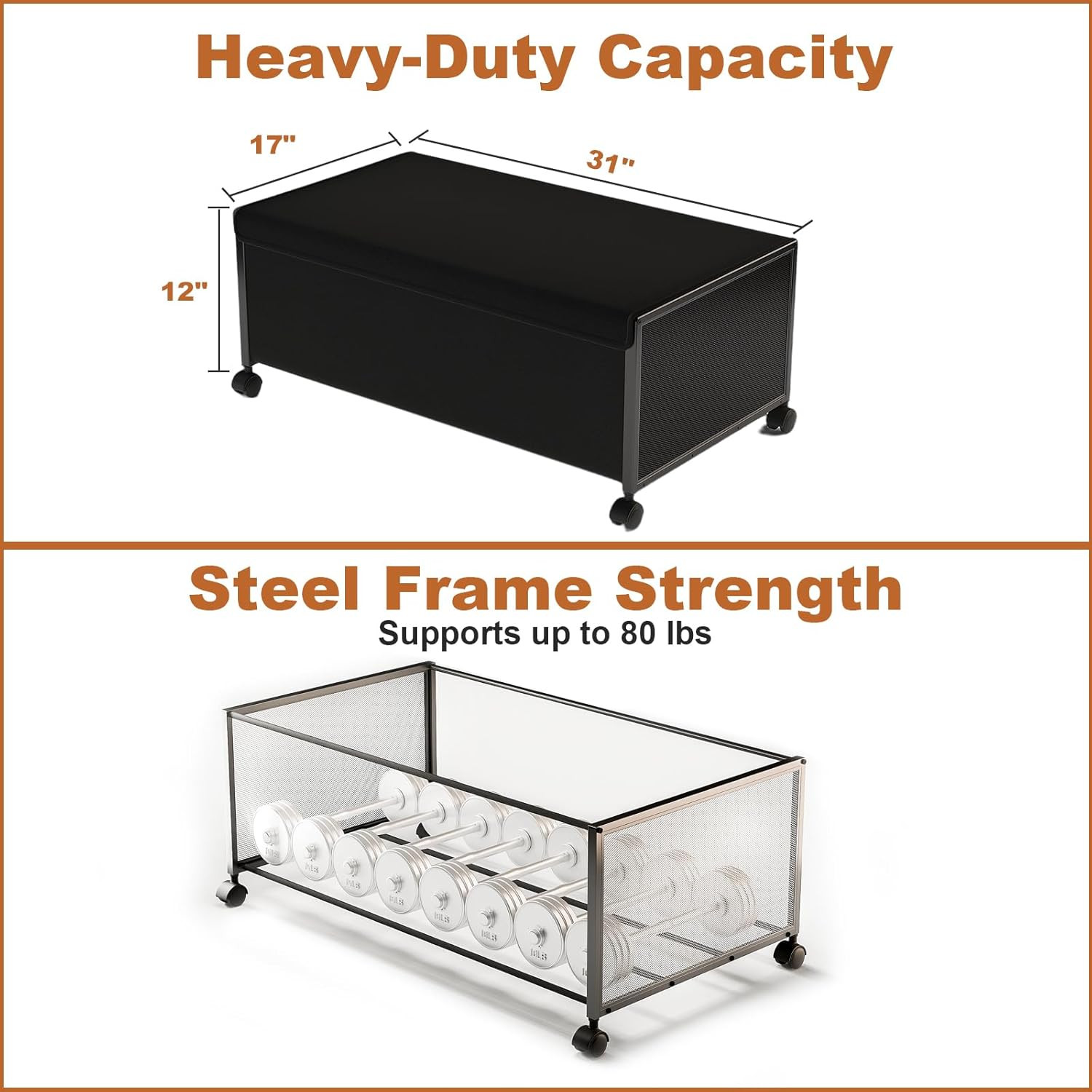 2 Pack under the Bed Storage Containers,12 Inch Height under Bed Shoe Storage,31