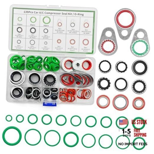 139PCS AC O Ring Kit, O Ring Assortment Kit, Automotive Replacement Air