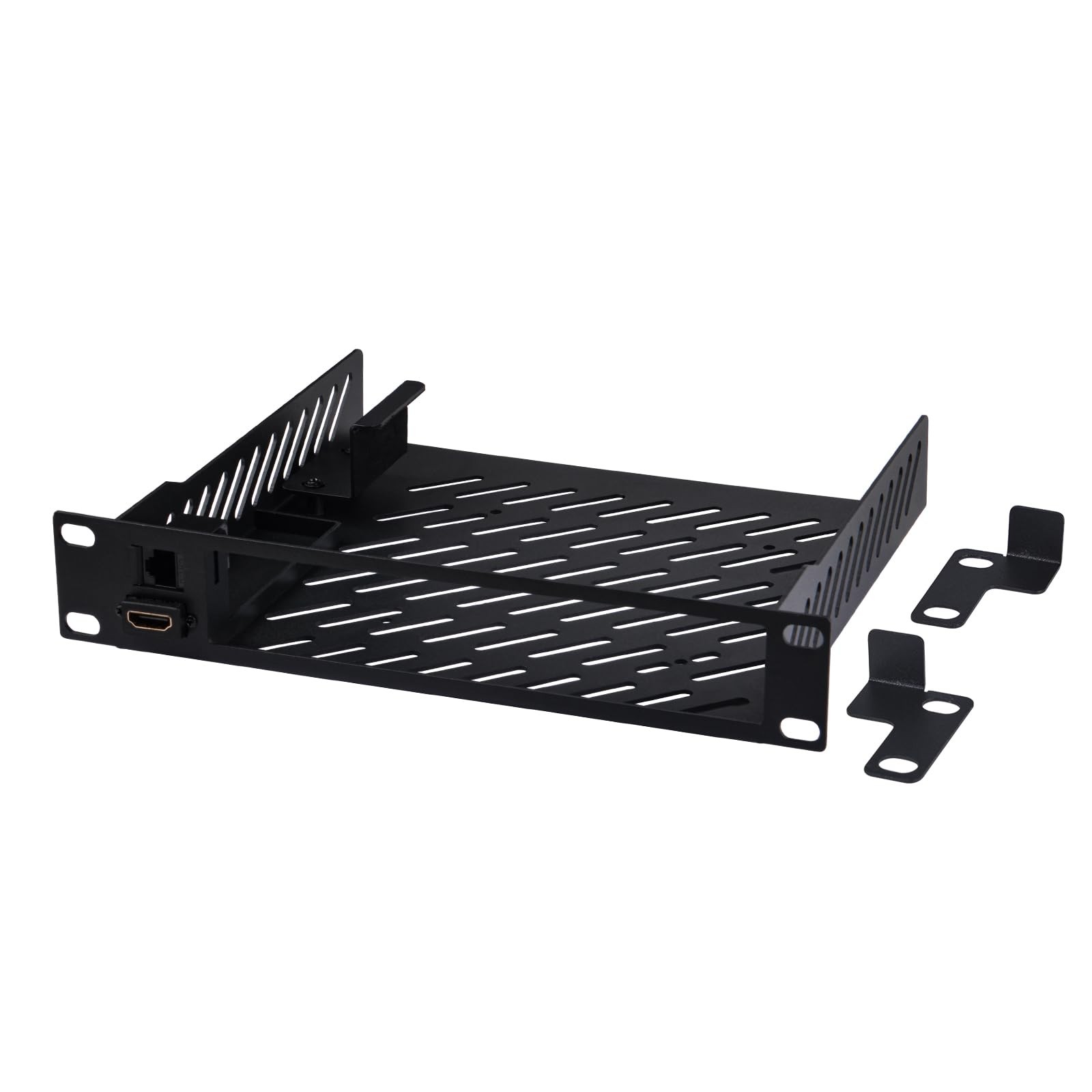 GeeekPi 10inch 1U Mini PC Rack Mount Shelf with RJ45 CAT6 Port & HDMI Port fo...