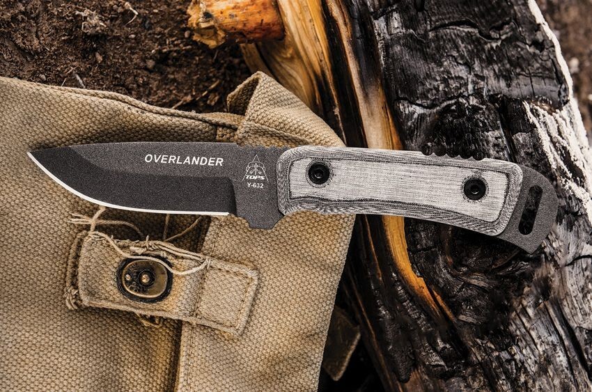 TOPS Overlander Fixed Knife 3.25" 1095 Steel Full Blade Black Micarta Handle