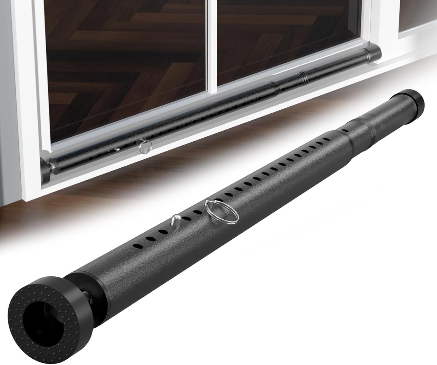 Adjustable Sliding Door Security Bar 17.5–50", Heavy Duty, Black