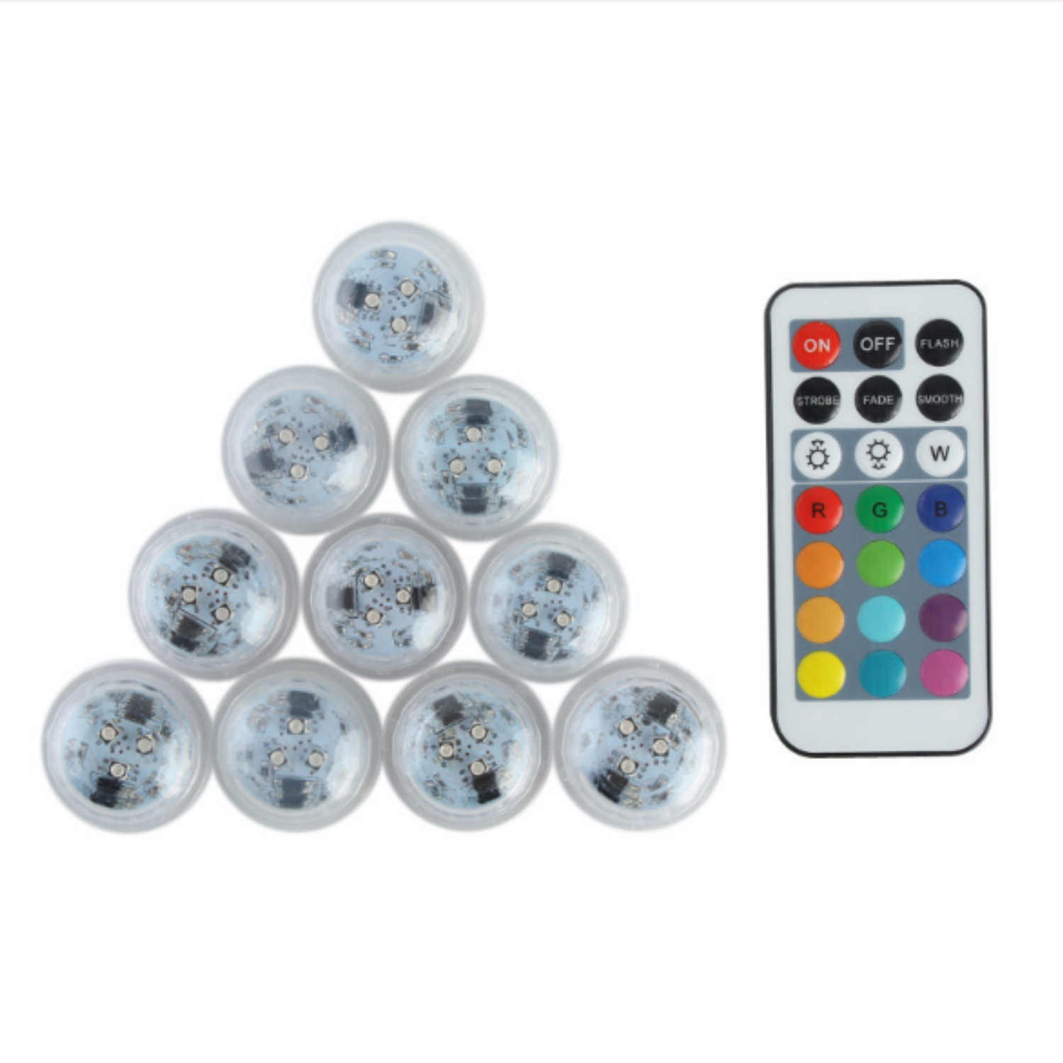 IP68 Waterproof LED Submersible Lights, 13 Colors Dimmable with Remote Control